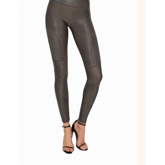 Spanx Faux Leather Moto Leggings in Color Gunmetal - Picture 1 of 8
